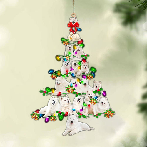 Godmerch- Ornament- Samoyed-Christmas Tree Lights-Two Sided Ornament, Happy Christmas Ornament, Car Ornament