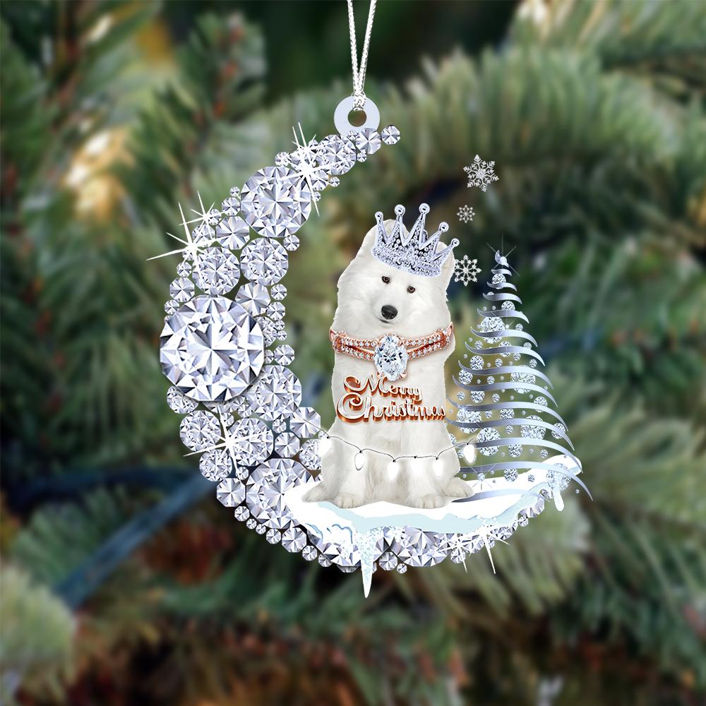 Samoyed Diamond Moon Merry Christmas Ornament Christmas Tree Hanging Ornament