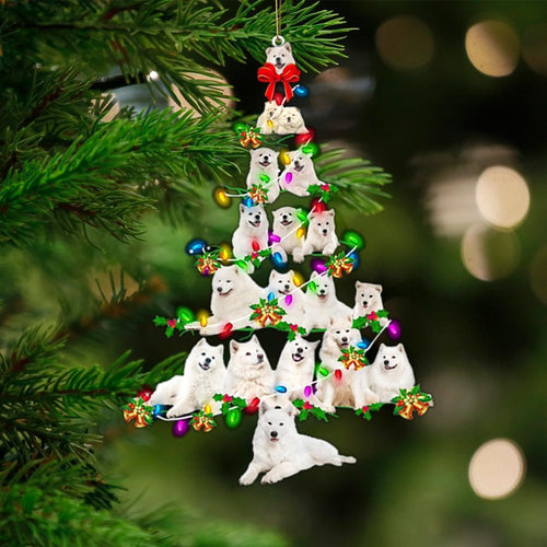 Samoyed-Christmas Tree Lights-Two Sided Ornament