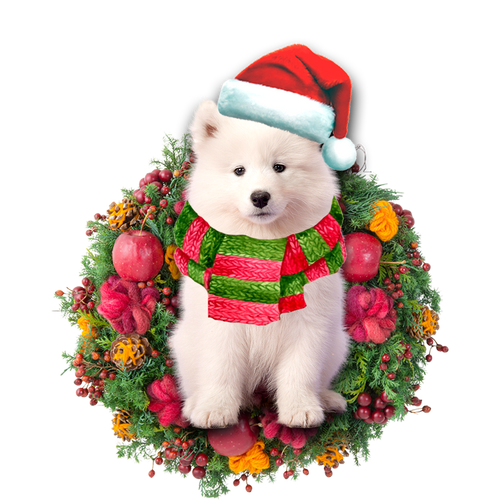 Godmerch- Ornament- Samoyed Christmas Ornament, Happy Christmas Ornament, Car Ornament