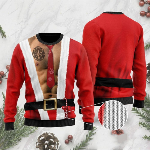 Santa Half Naked Ugly Christmas Sweater 