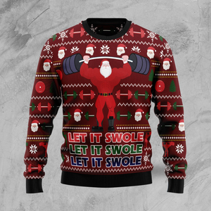 Santa Let It Swole Christmas Ugly Christmas Sweater 