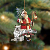 Santa Is Coming To Town With White English Bulldog-Two Sided Ornament