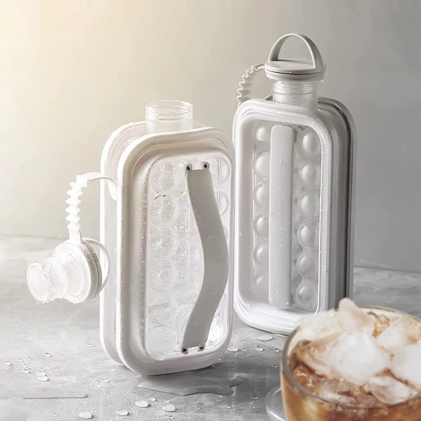 Creative Ice Hockey Ice Ball Maker - Portable Ice Maker in Bottle Shape with Unique Bubble Ice Cube Molds