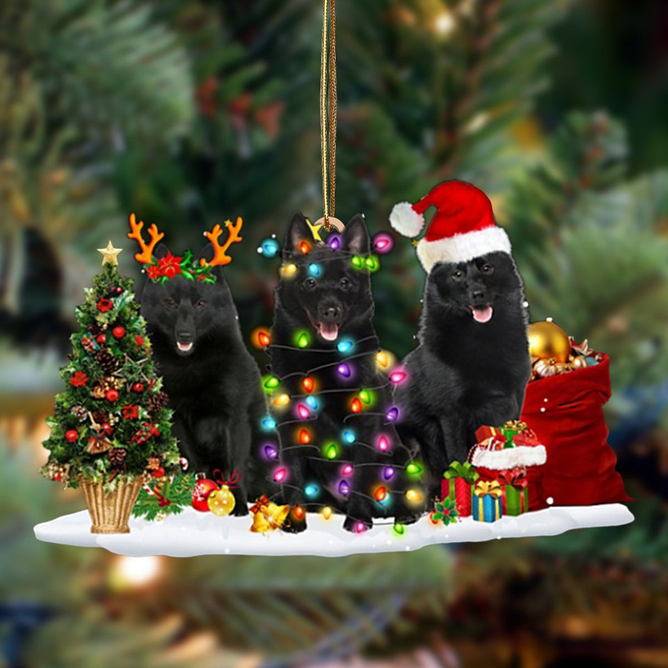 Godmerch- Ornament- Schipperke-Christmas Dog Friends Hanging Ornament, Happy Christmas Ornament, Car Ornament