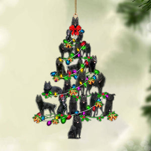 Ornament- Schipperke-Christmas Tree Lights-Two Sided Ornament, Happy Christmas Ornament, Car Ornament