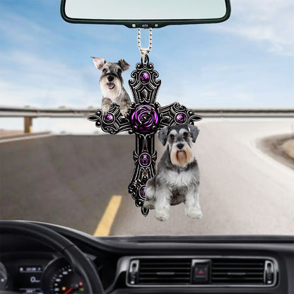 Schnauzer Pray For God Car Hanging Ornament Dog Lover Ornament Godmerch
