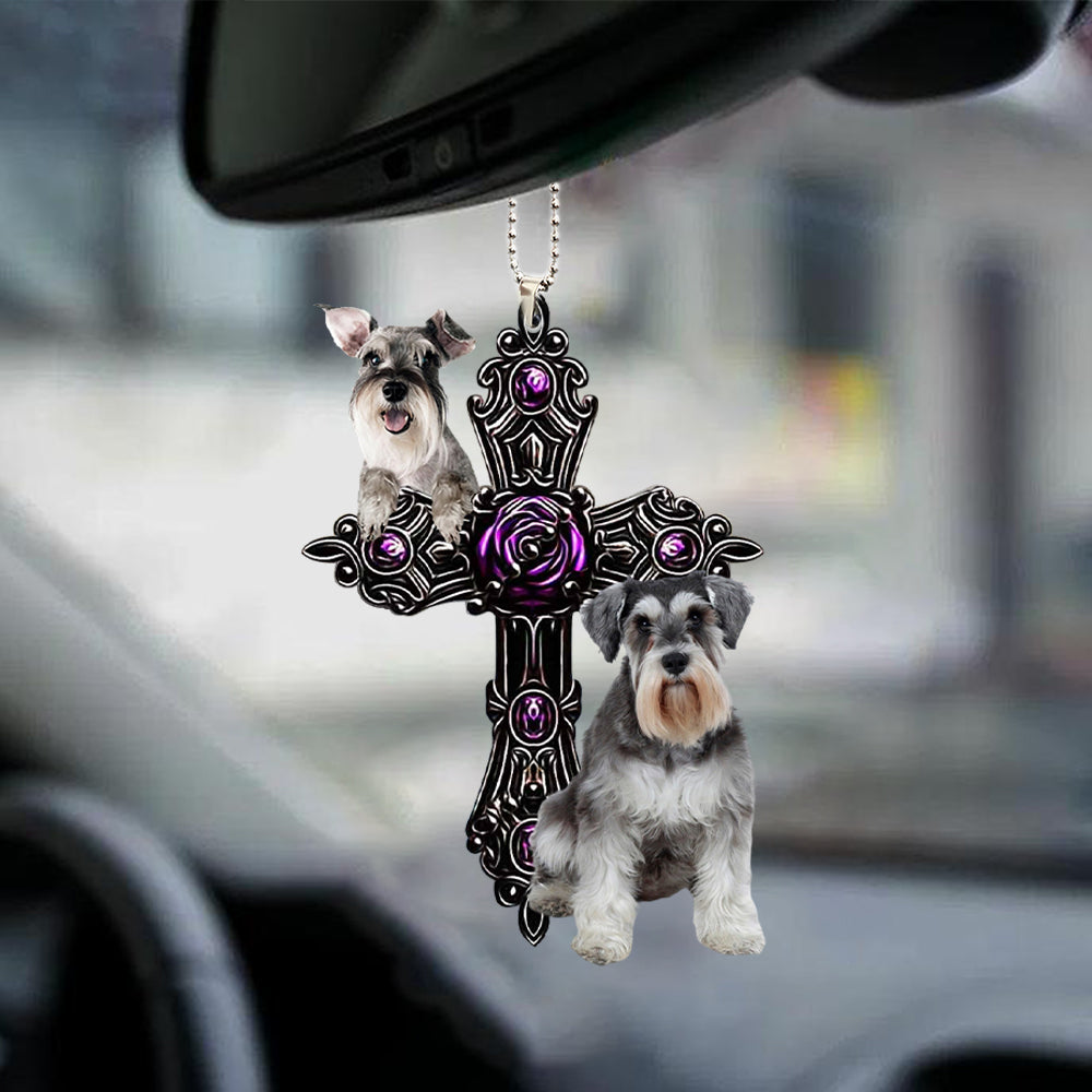 Schnauzer Pray For God Car Hanging Ornament Dog Lover Ornament Godmerch