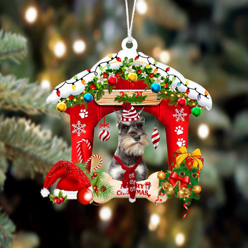 Godmerch- Ornament- Schnauzer-Christmas House Two Sided Ornament, Happy Christmas Ornament, Car Ornament