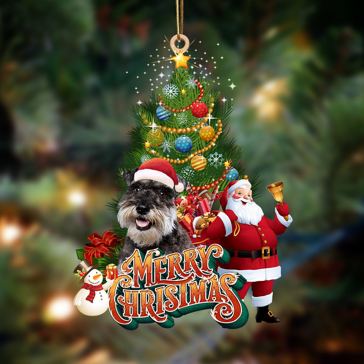 Godmerch- Ornament- Schnauzer-Christmas Tree&Dog Hanging Ornament, Happy Christmas Ornament, Car Ornament
