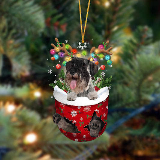 Schnauzer-In Christmas Pocket Two Sides Ornament, Christmas Dog Hanging Ornament
