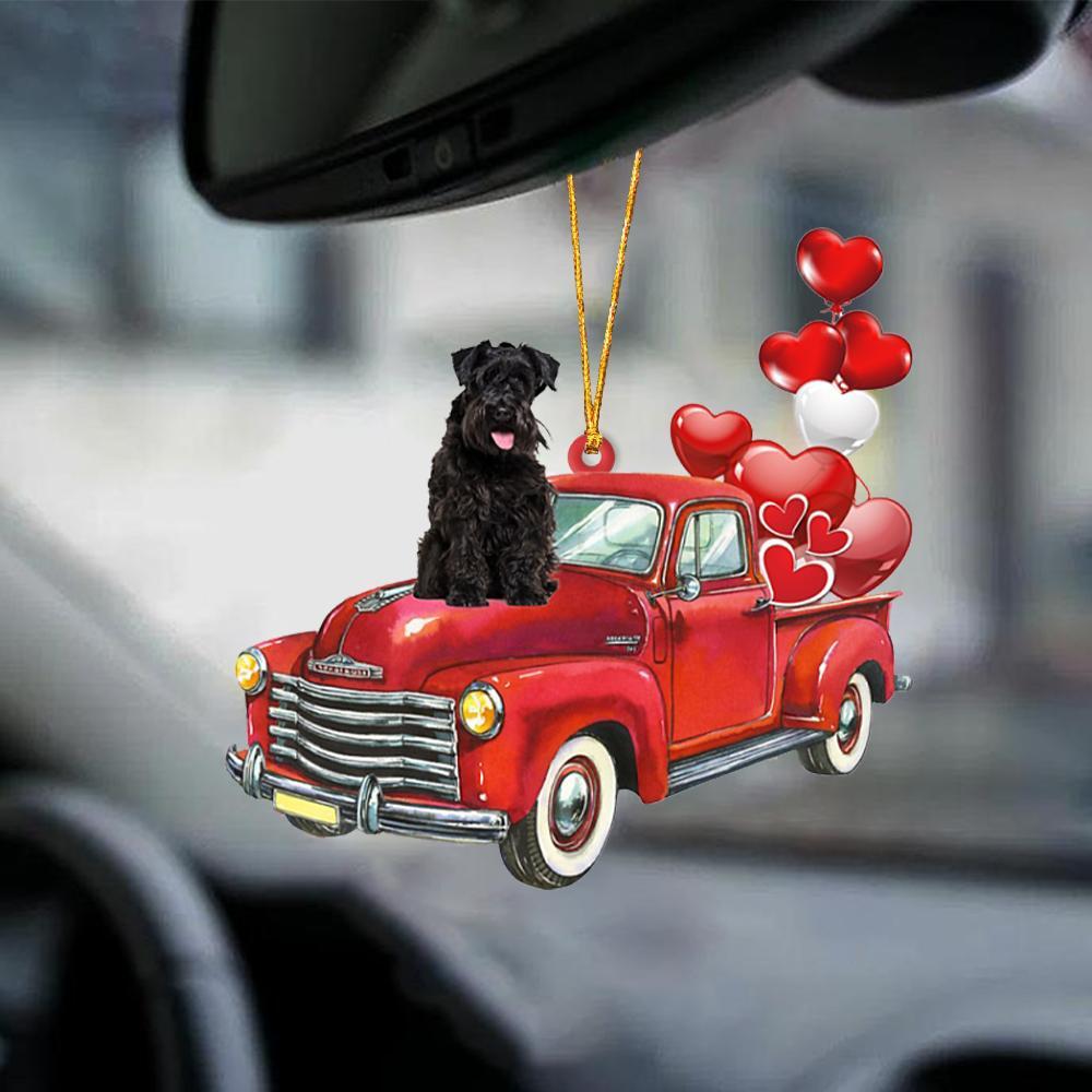 Schnauzer-Red Sports Car-Two Sided Ornament