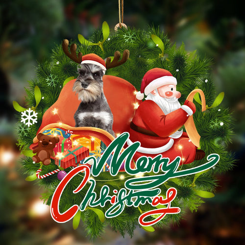 Godmerch- Ornament- Schnauzer 1-Santa & dog Hanging Ornament, Happy Christmas Ornament, Car Ornament