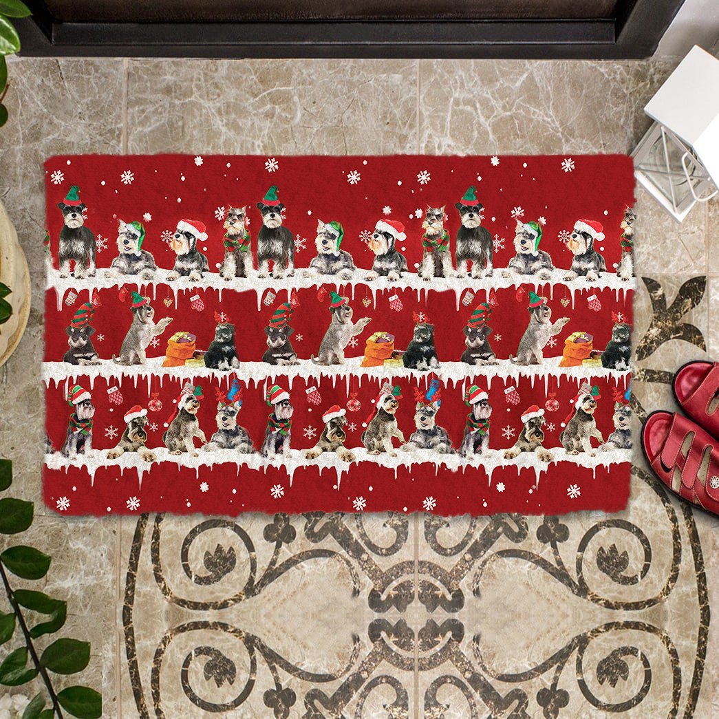 Schnauzer Snow Merry Christmas Doormat