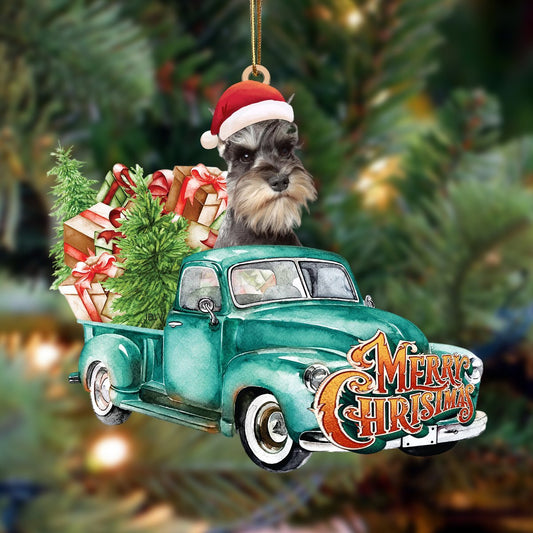 Schnauzer 1 (1)-Green Truck Hanging Ornament