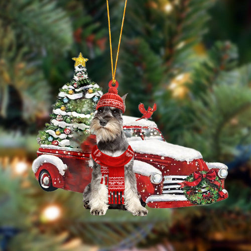 Godmerch- Ornament- Schnauzer 2-Christmas Car Two Sided Ornament, Happy Christmas Ornament, Car Ornament
