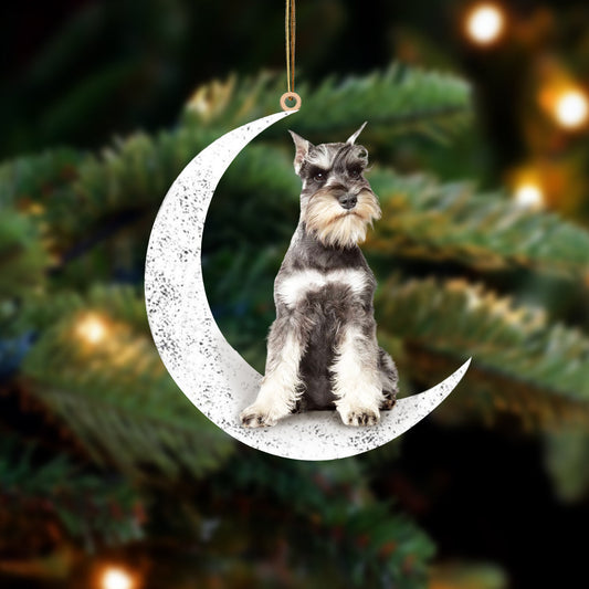 Schnauzer 2 Sit On The Moon Two Sided Ornament Dog Hanging Christmas Ornament