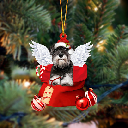 Schnauzer2 Angel Gift From Santa Christmas Ornament, Dog Flat Acrylic Ornament