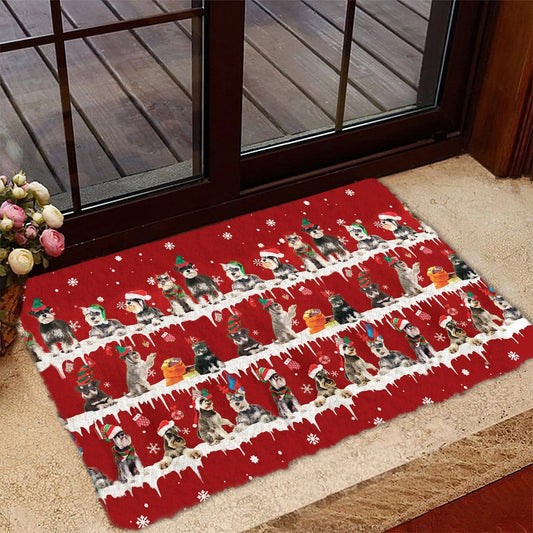 Schnauzer Snow Merry Christmas Doormat