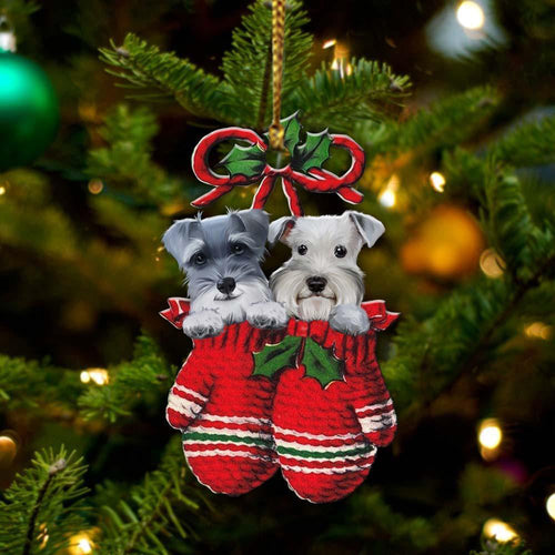 Ornament- Schnauzer Inside Your Gloves Christmas Holiday-Two Sided Ornament, Christmas Ornament, Car Ornament