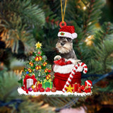 Godmerch- Ornament- Schnauzer Gift Bag Merry Christmas Ornament Dog Ornament, Car Ornament, Christmas Ornament