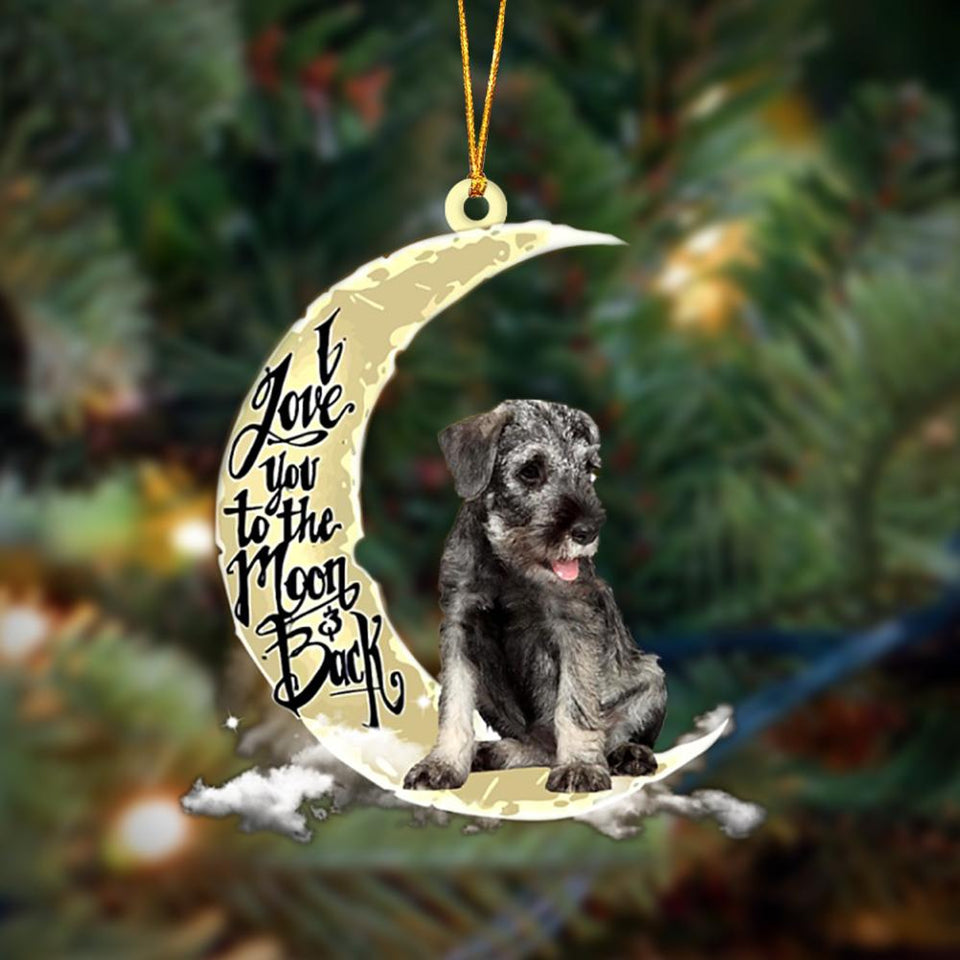 Godmerch- Schnauzer I Love You To The Moon And Back Hanging Ornament Dog Ornament, Car Ornament, Christmas Ornament