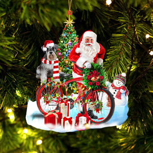 Godmerch- Ornament- Schnauzer On Santa's Bike Ornament Dog Ornament, Car Ornament, Christmas Ornament