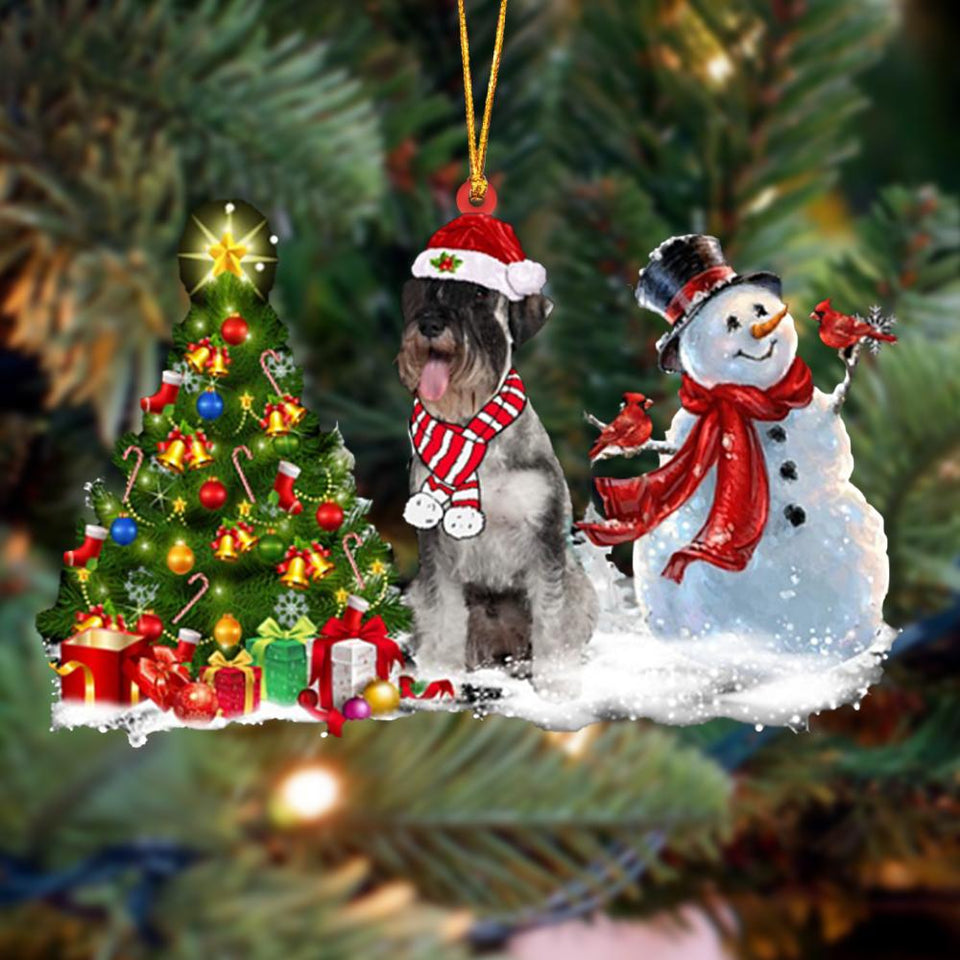Godmerch- Ornament- Schnauzer Christmas Snow Hanging Ornament Dog Ornament, Car Ornament, Christmas Ornament