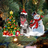 Godmerch- Ornament- Schnauzer Christmas Snow Hanging Ornament Dog Ornament, Car Ornament, Christmas Ornament