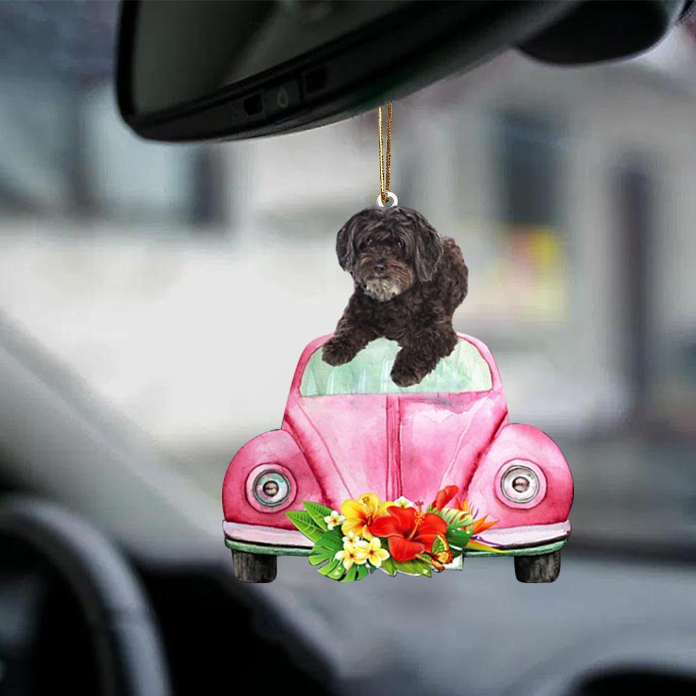 Schnoodle-Pink Hippie Car-Two Sided Ornament