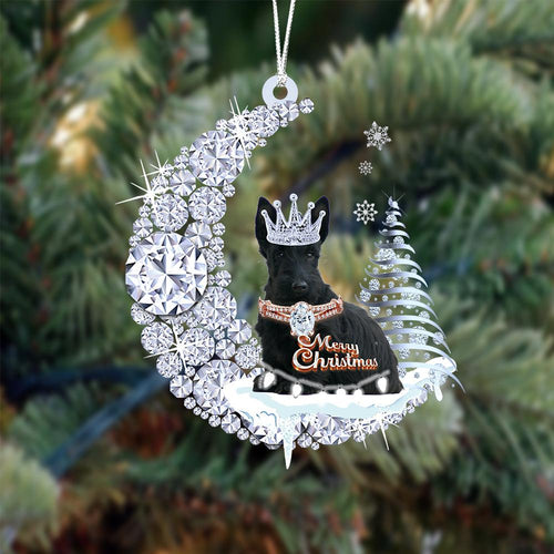 Scottish Terrier Diamond Moon Merry Christmas Ornament Christmas Gift For Dog Lover