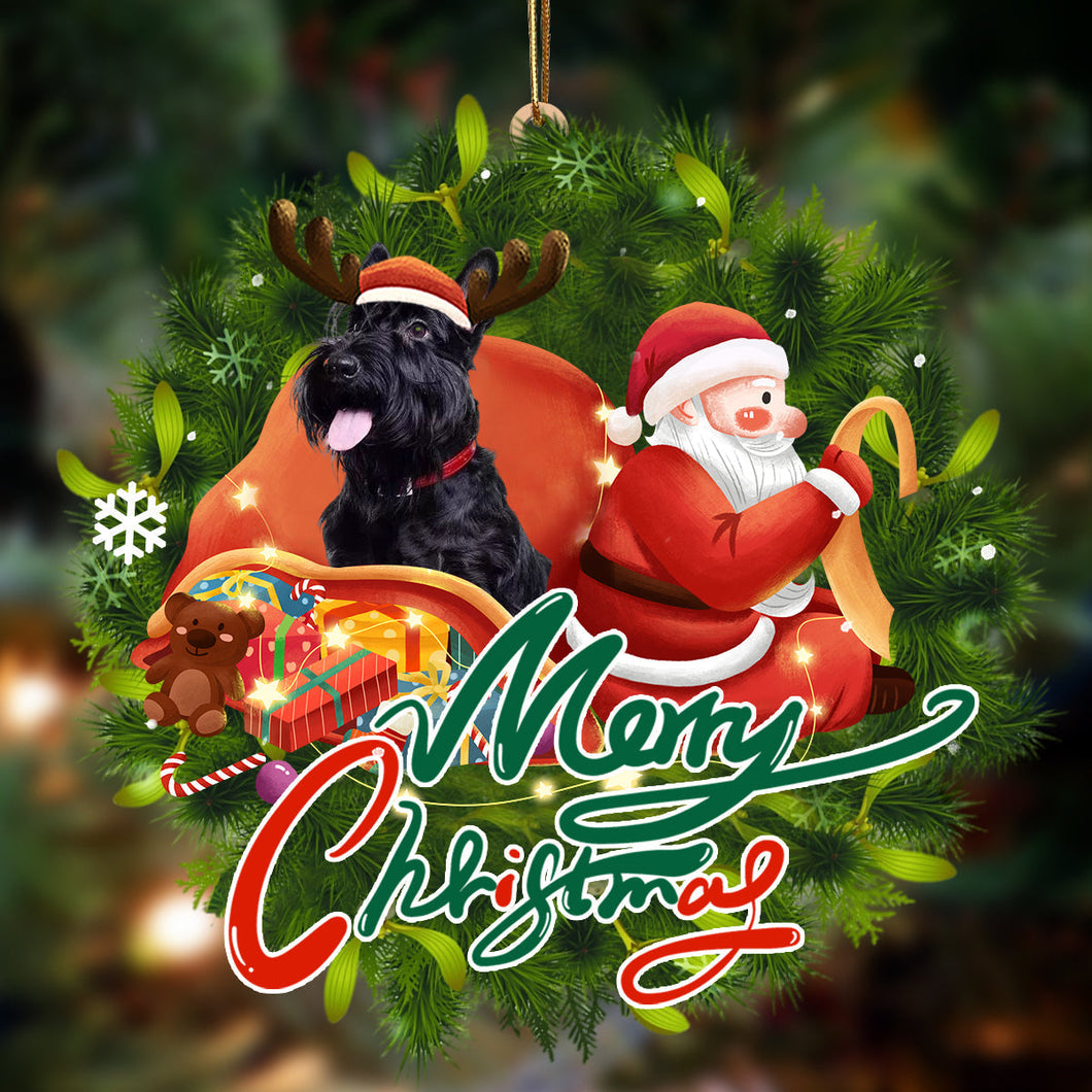 Godmerch- Ornament- Scottish Terrier-Santa & dog Hanging Ornament, Happy Christmas Ornament, Car Ornament