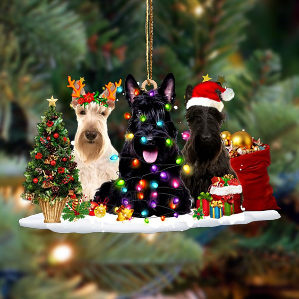 Ornament- Scottish Terrier-Christmas Dog Friends Hanging Ornament, Happy Christmas Ornament, Car Ornament