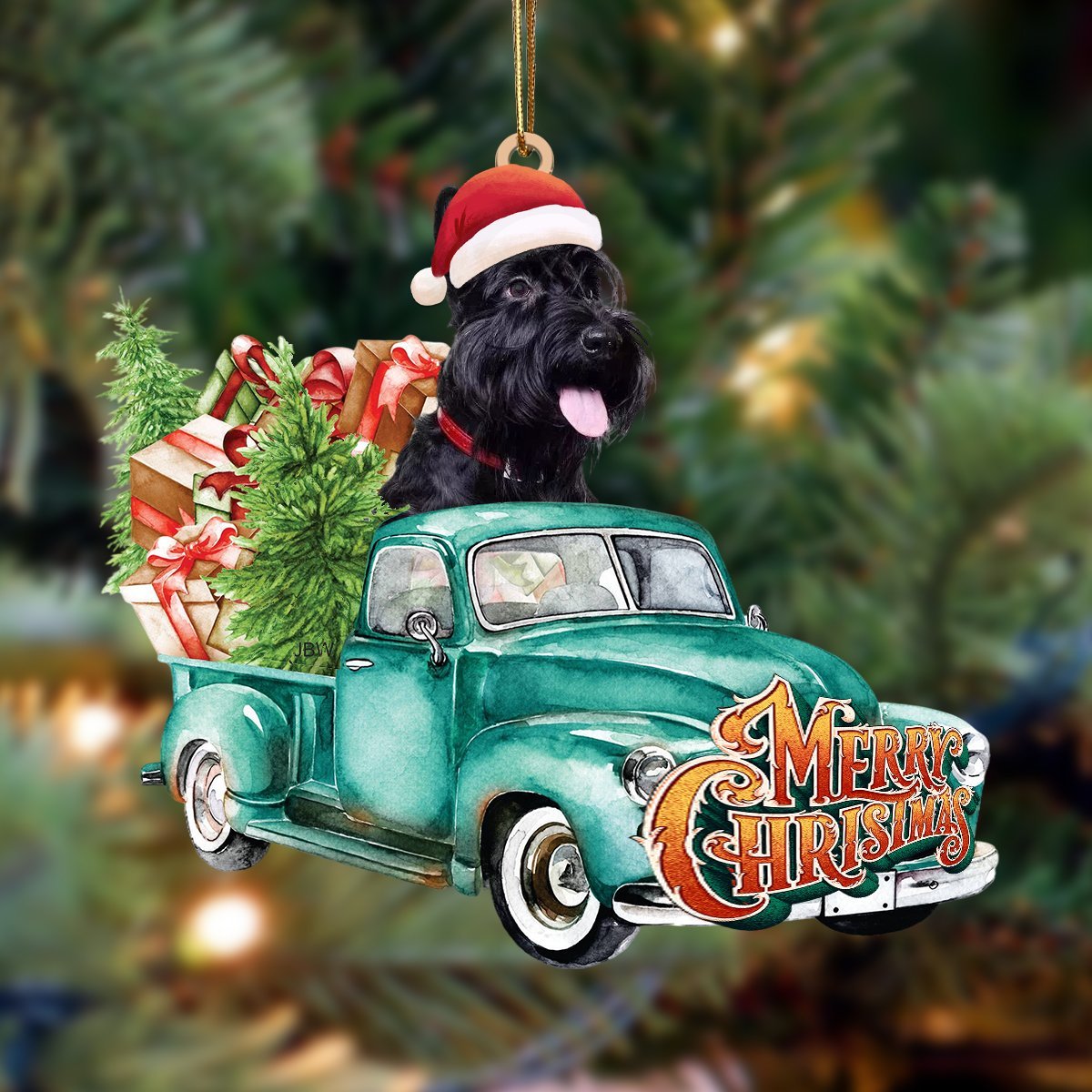 Scottish Terrier-Green Truck Hanging Ornament