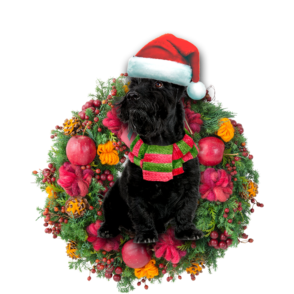 Godmerch- Ornament- Scottish Terrier Christmas Ornament, Happy Christmas Ornament, Car Ornament