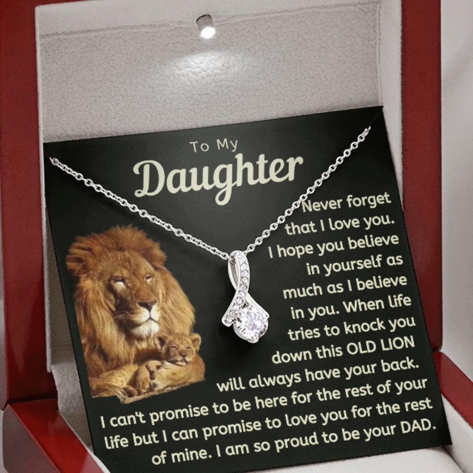 Daughter This Old Lion Will Always Have Your Back Necklace - Necklace for Daughter, Alluring Beauty Necklace