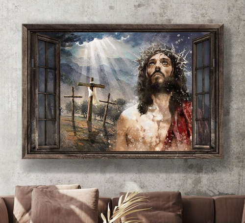Jesus painting Light from heaven A sign of God He is our savior - Matte Canvas