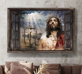 Jesus painting Light from heaven A sign of God He is our savior - Matte Canvas