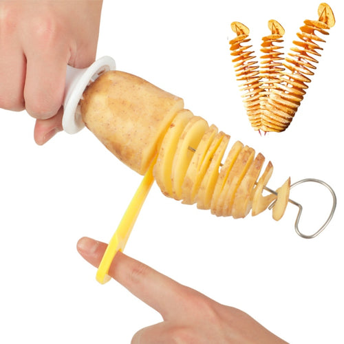 Portable Potato BBQ Skewers and Spiral Cutter for Camping and Outdoor Cooking