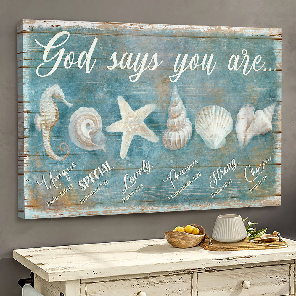 Seashells painting God says you are - Matte Canvas