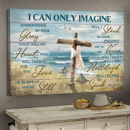 Sea turtle Ocean landscape Wooden cross I can only imagine - Matte Canvas