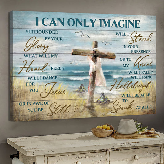 Sea turtle Ocean landscape Wooden cross I can only imagine - Matte Canvas