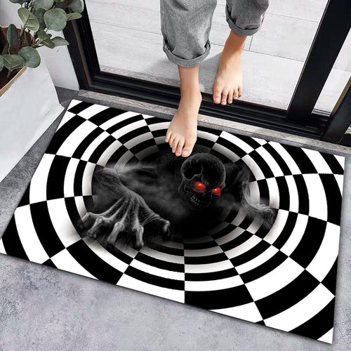 3D Horror Skull In A Hole Halloween Doormat