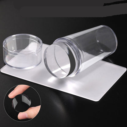 Transparent Silicone Nail Art Stamping Kit - French Design for Manicure with Dual-Sided Stamper - Scraper and Polish Seal