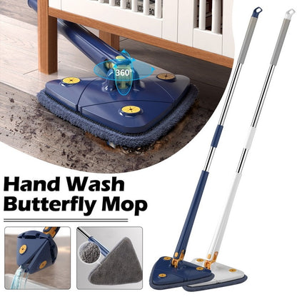 360° Rotatable Squeeze Mop Strong Water Absorption Extendable Triangle Mop 1.3m Home Floor Ceiling Windows Cleaning Tools