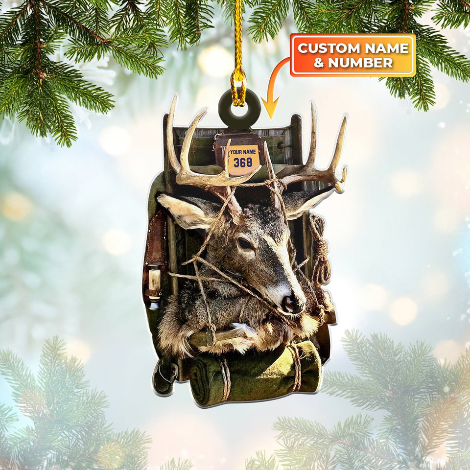 Ornament - Personalized Deer Hunting Custom Shaped Flat Ornament Christmas, Ornament For Hunting, Christmas Decor