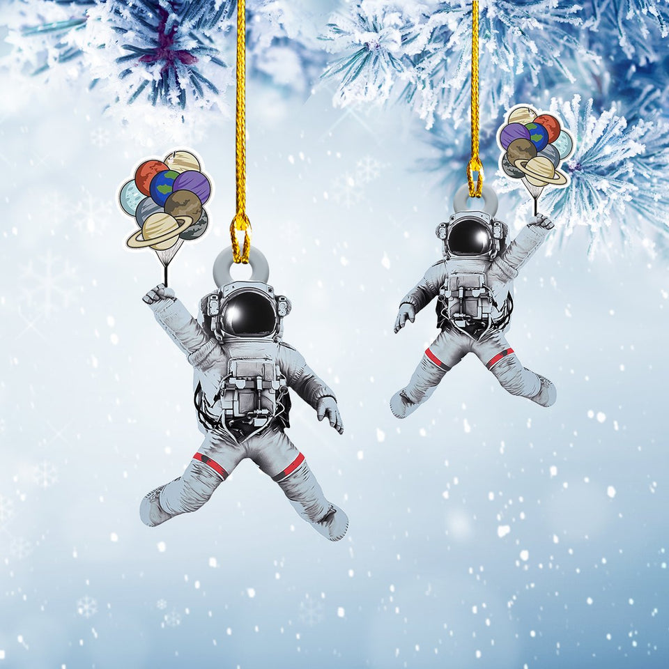 Astronaut With Planets Ballons Ornament - Christmas Gift Ornament