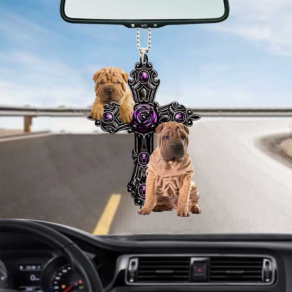 Shar Pei Pray For God Car Hanging Ornament Dog Pray For God Ornament Godmerch