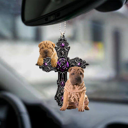 Shar Pei Pray For God Car Hanging Ornament Dog Pray For God Ornament Godmerch