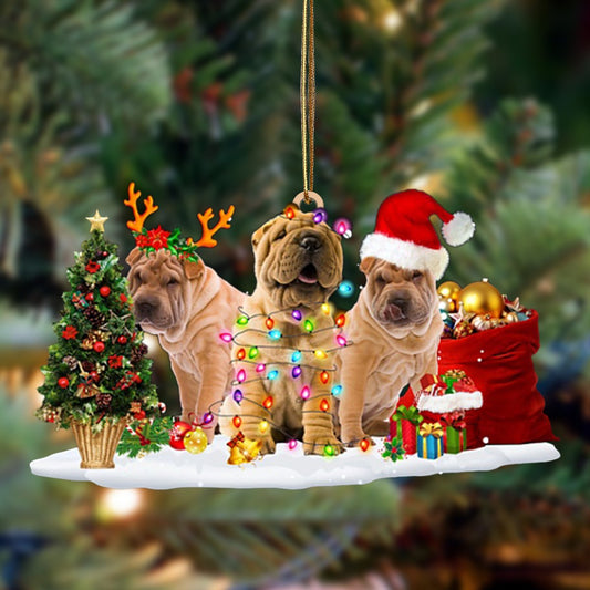 Godmerch- Ornament- Shar Pei-Christmas Dog Friends Hanging Ornament, Happy Christmas Ornament, Car Ornament